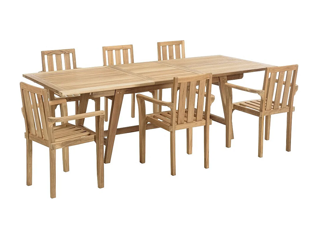 FUN - Salon de jardin en bois teck 8/10 personnes