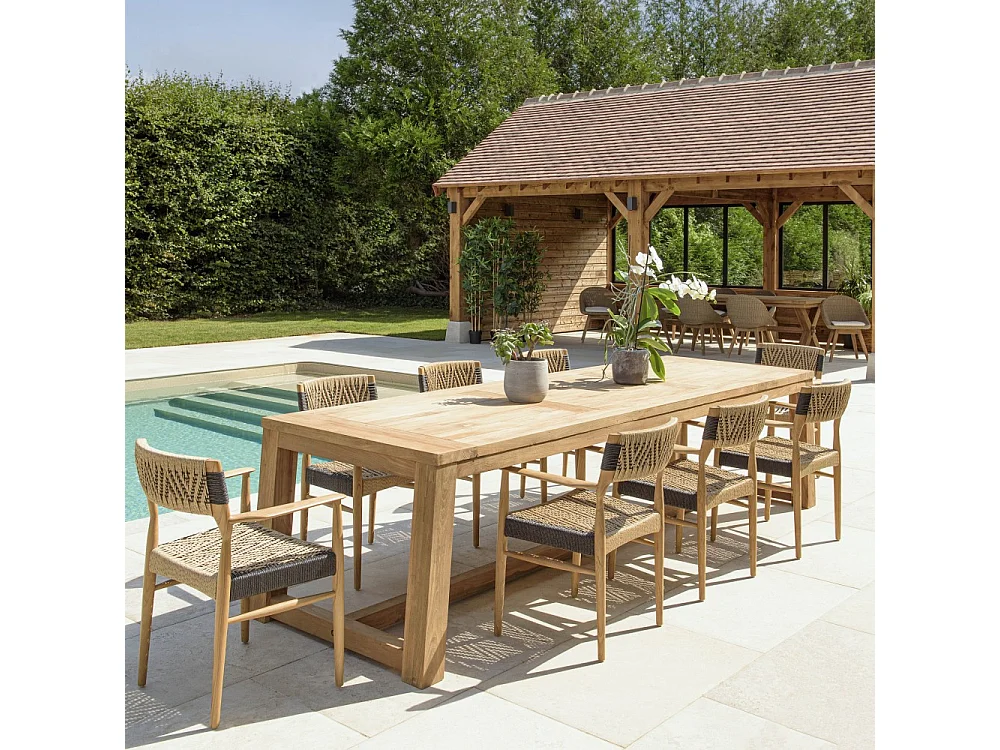 VALERIA - Ensemble de jardin en bois de teck recyclé rotin 8 pers.