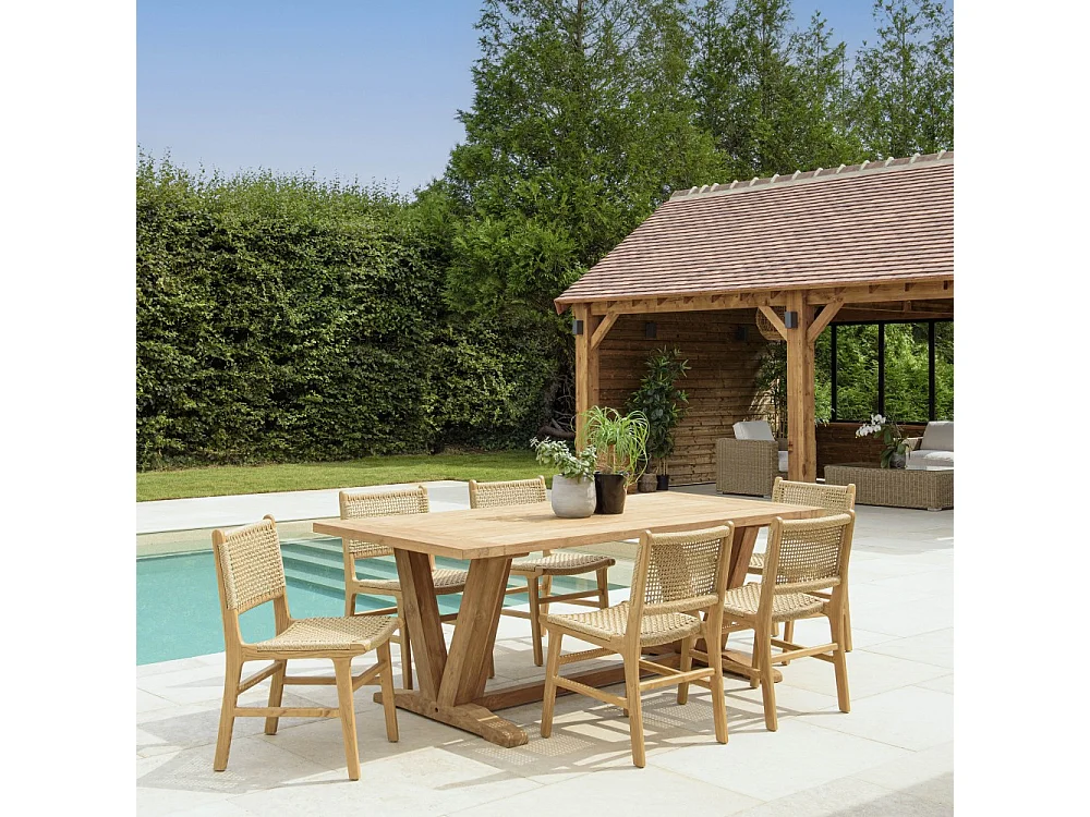 VALERIA - Ensemble de jardin en bois de teck recyclé rotin 6 pers.