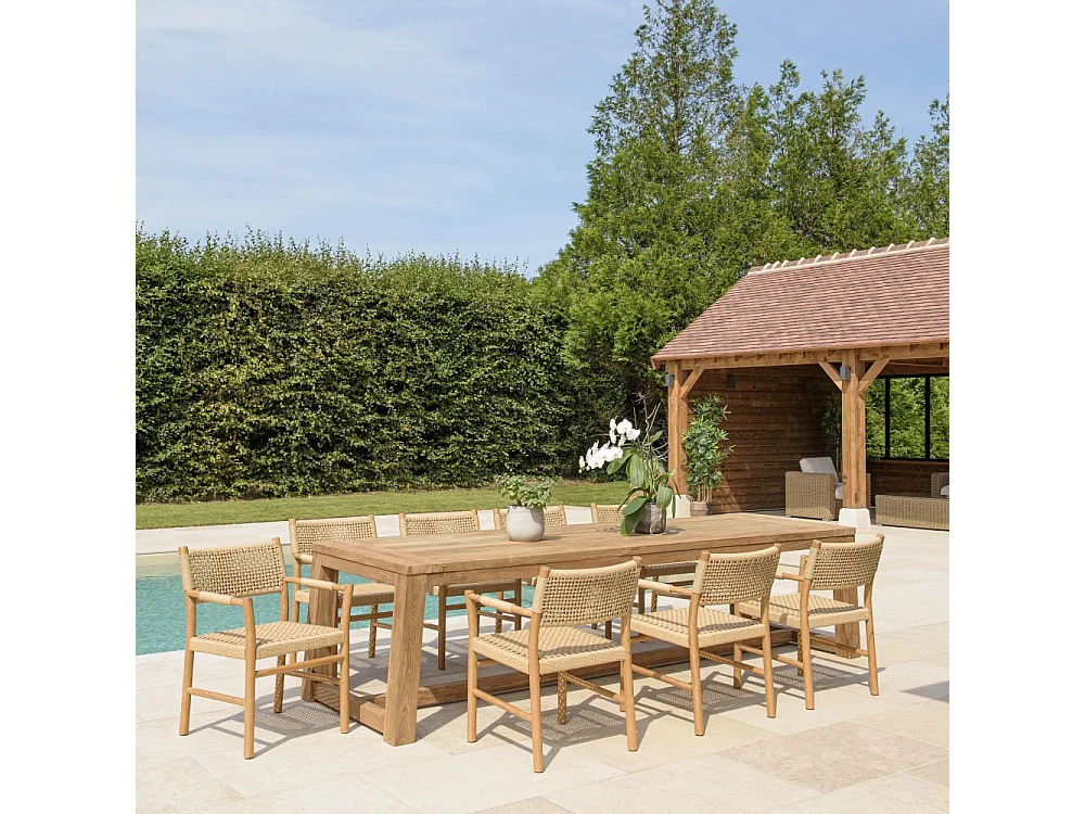 VALERIA - Ensemble de jardin en bois de teck recyclé rotin 8/10 pers.