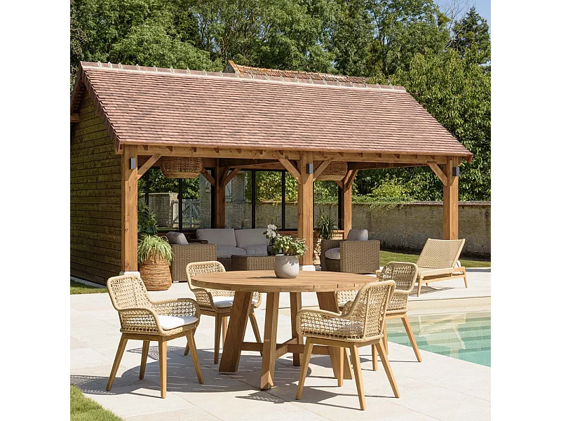 VALERIA - Ensemble de jardin en bois de teck recyclé rotin 4 pers.