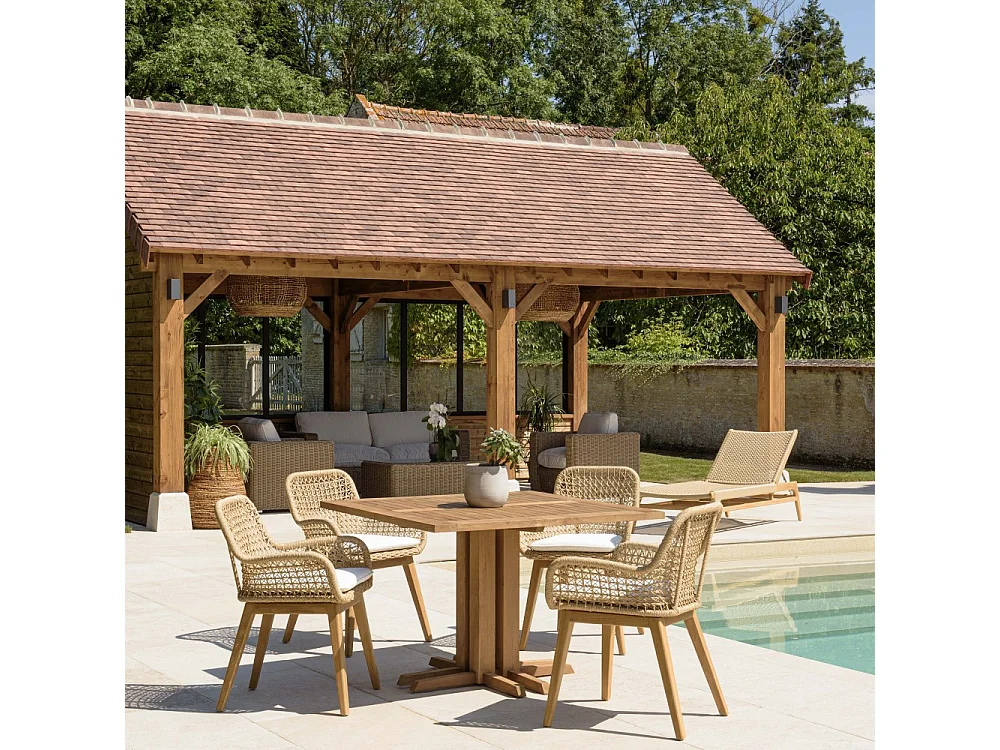 VALERIA - Ensemble de jardin en bois de teck recyclé rotin 4 pers.