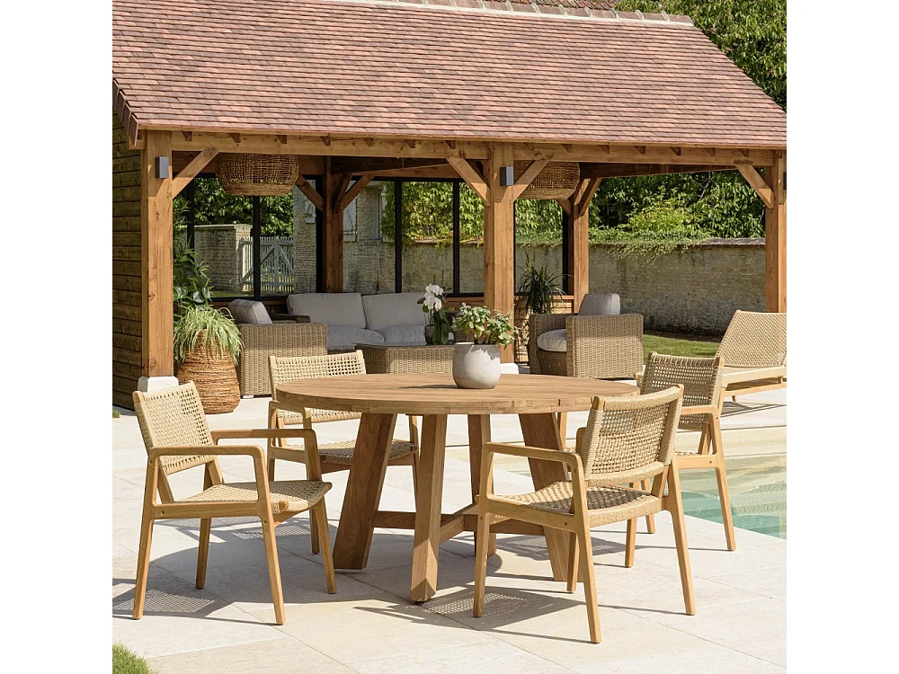 VALERIA - Ensemble de jardin en bois de teck recyclé rotin 4 pers.