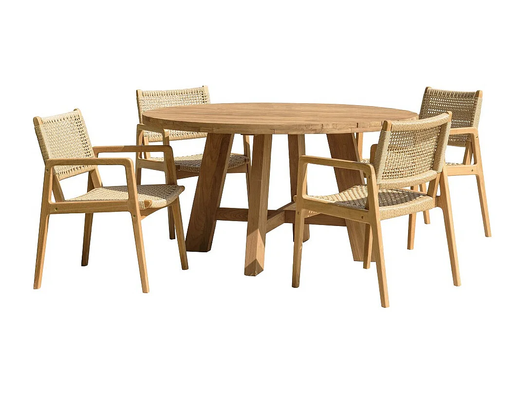 VALERIA - Ensemble de jardin en bois de teck recyclé rotin 4 pers.