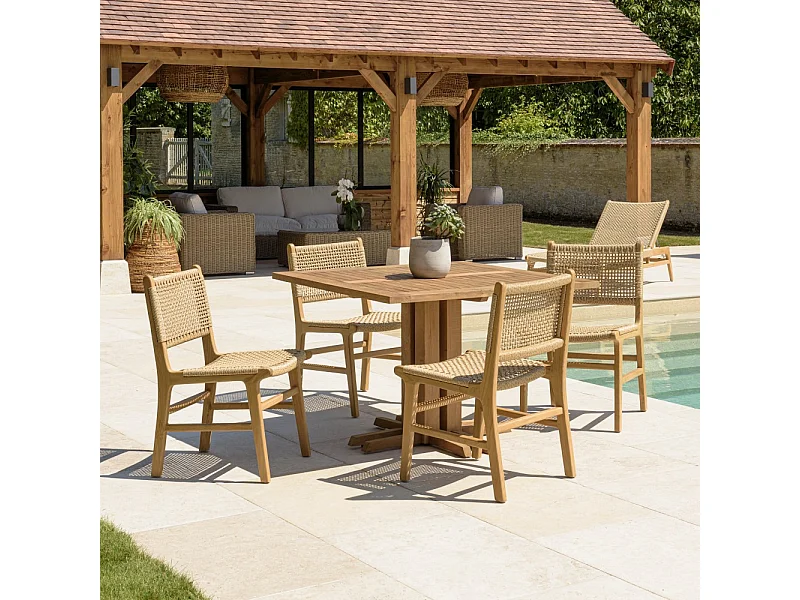 VALERIA - Ensemble de jardin en bois de teck recyclé rotin 4 pers.