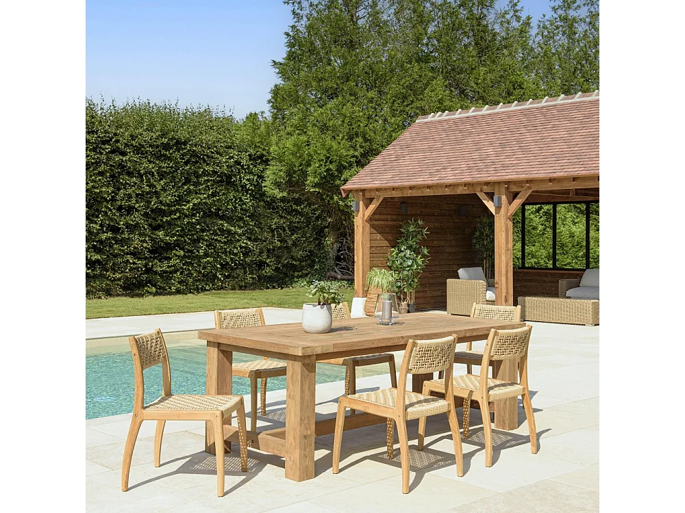 VALERIA - Ensemble de jardin en bois de teck recyclé rotin 6 pers.