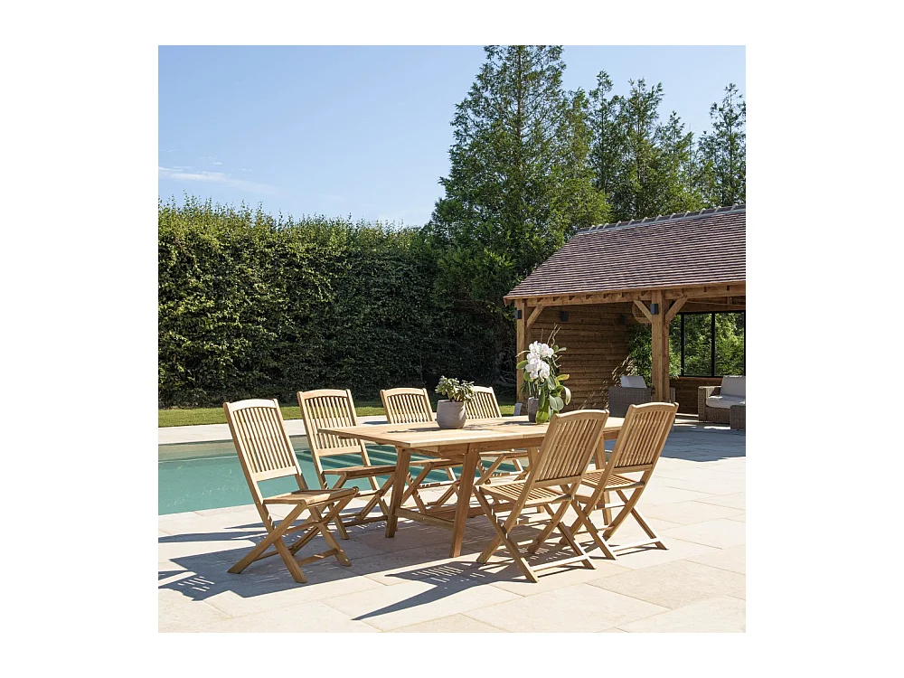 FUN - Salon de jardin en teck 8/10 personnes