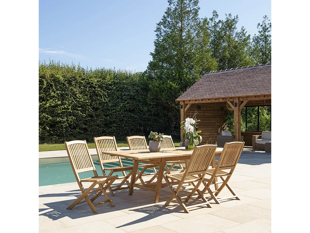 FUN - Salon de jardin en bois teck 8/10 personnes