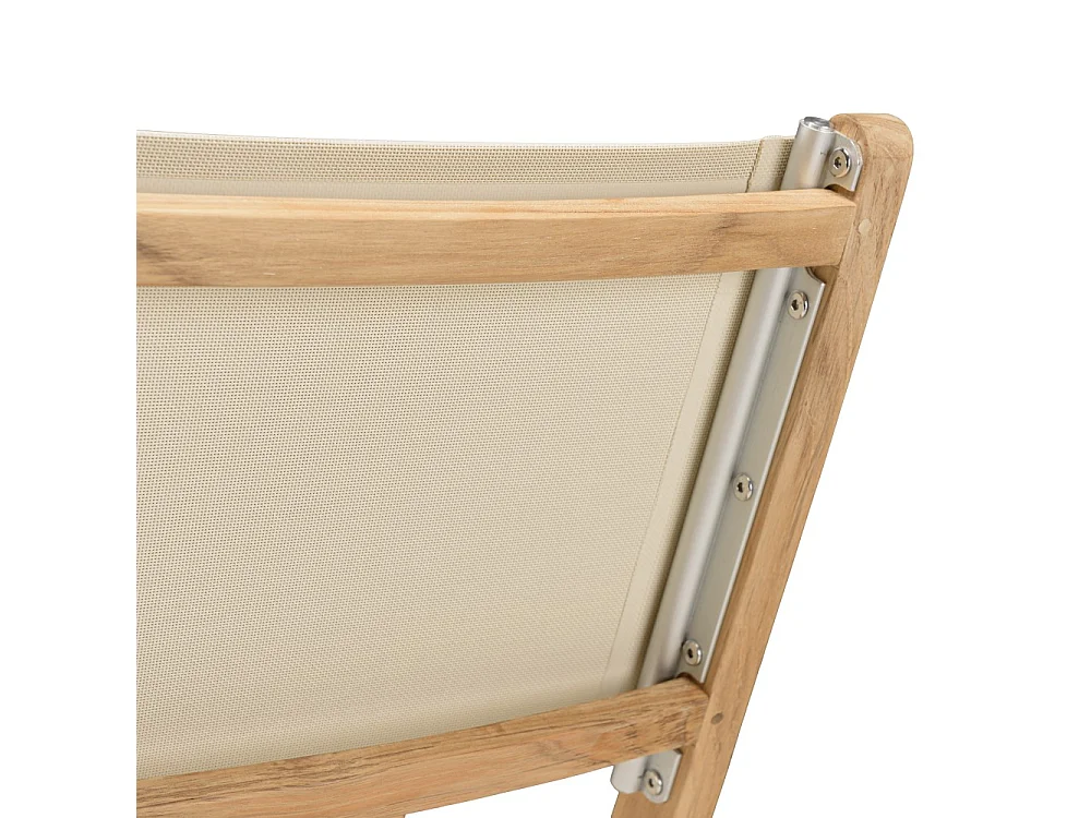 FUN - Salon de jardin en bois teck et textilène 4/6 personnes