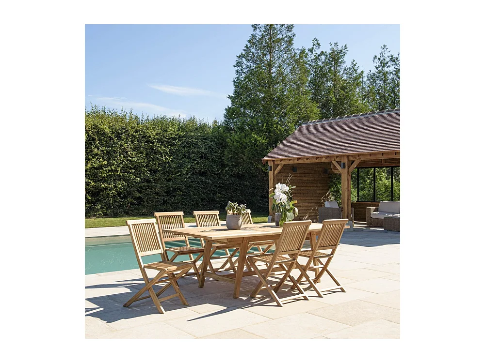 FUN - Salon de jardin en teck 8/10 personnes