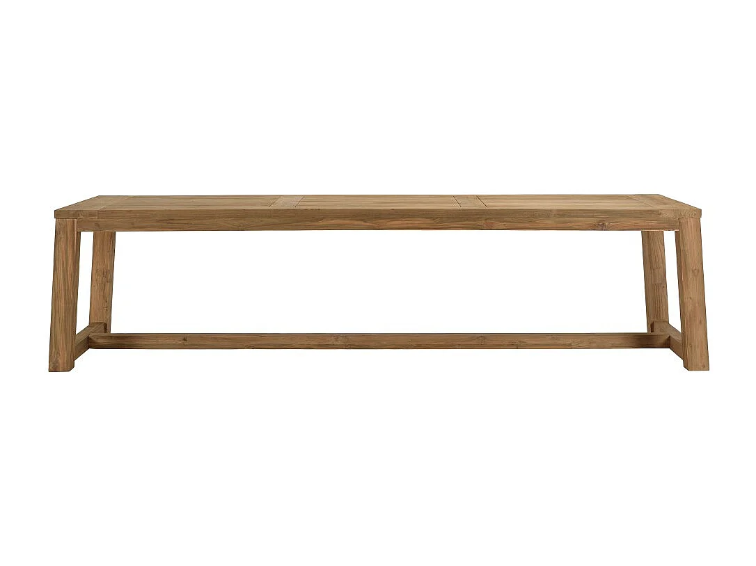 VALERIA - Ensemble de jardin table bois teck recyclé+4 fauteuils rotin