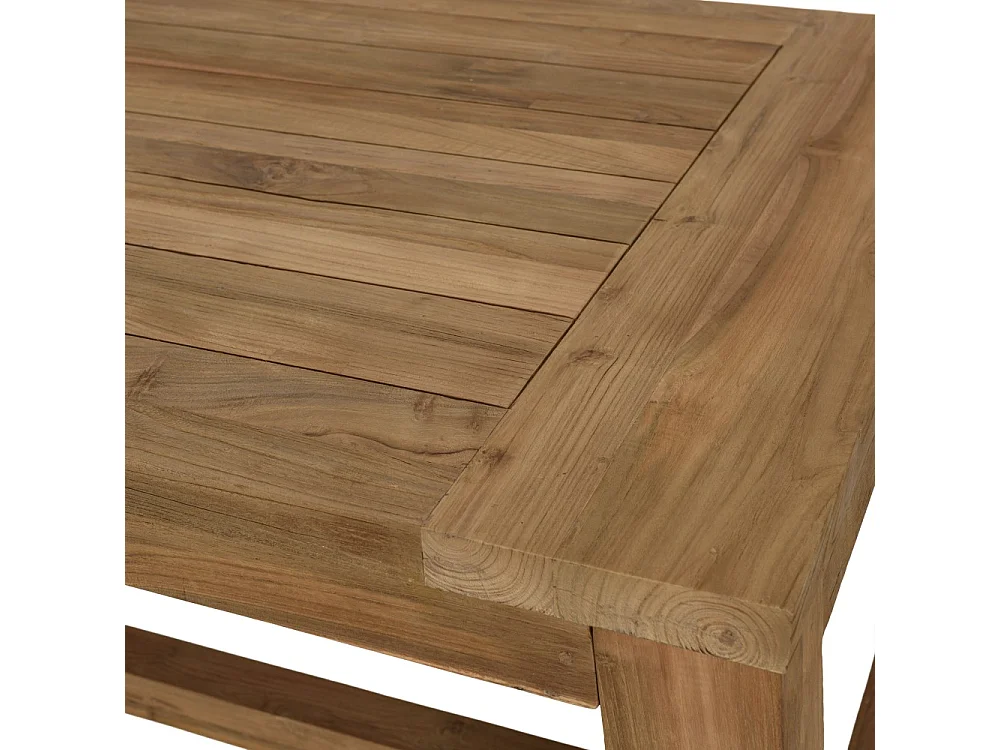 VALERIA - Ensemble de jardin table bois teck recyclé+4 fauteuils rotin