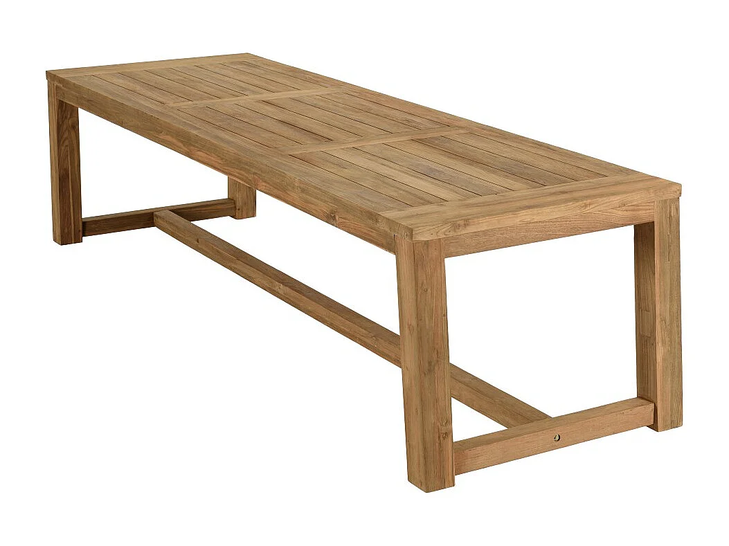 VALERIA - Ensemble de jardin table bois teck recyclé+4 fauteuils rotin