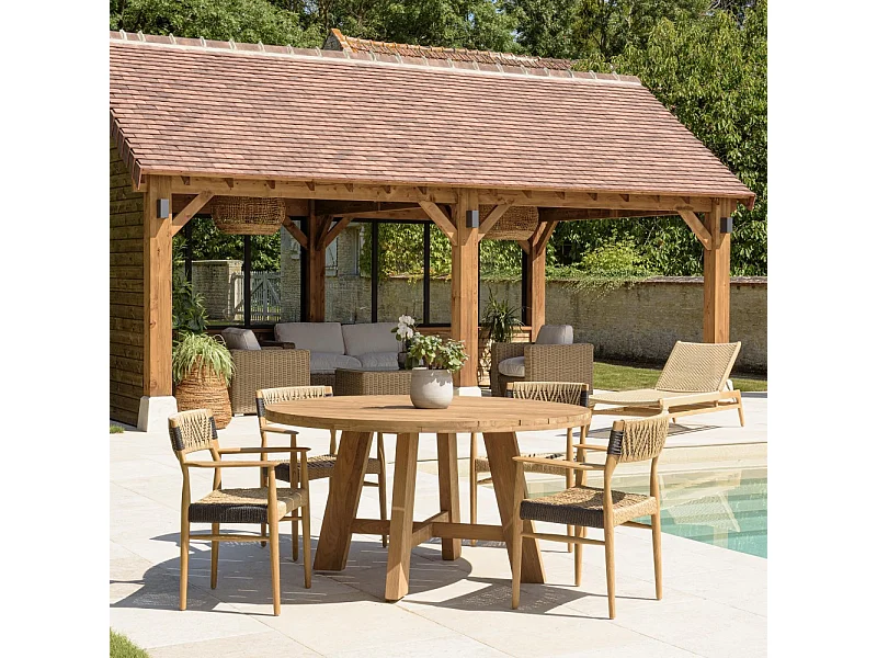 VALERIA - Ensemble de jardin en bois de teck recyclé rotin 4 pers.