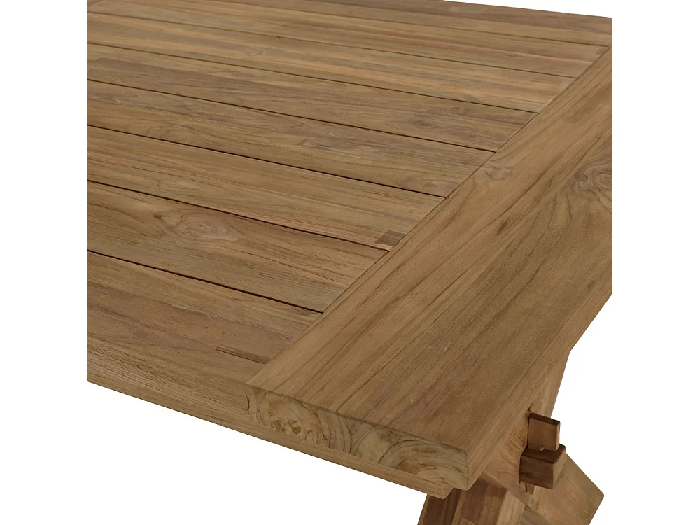 VALERIA - Ensemble de jardin table bois teck recyclé+4 fauteuils rotin