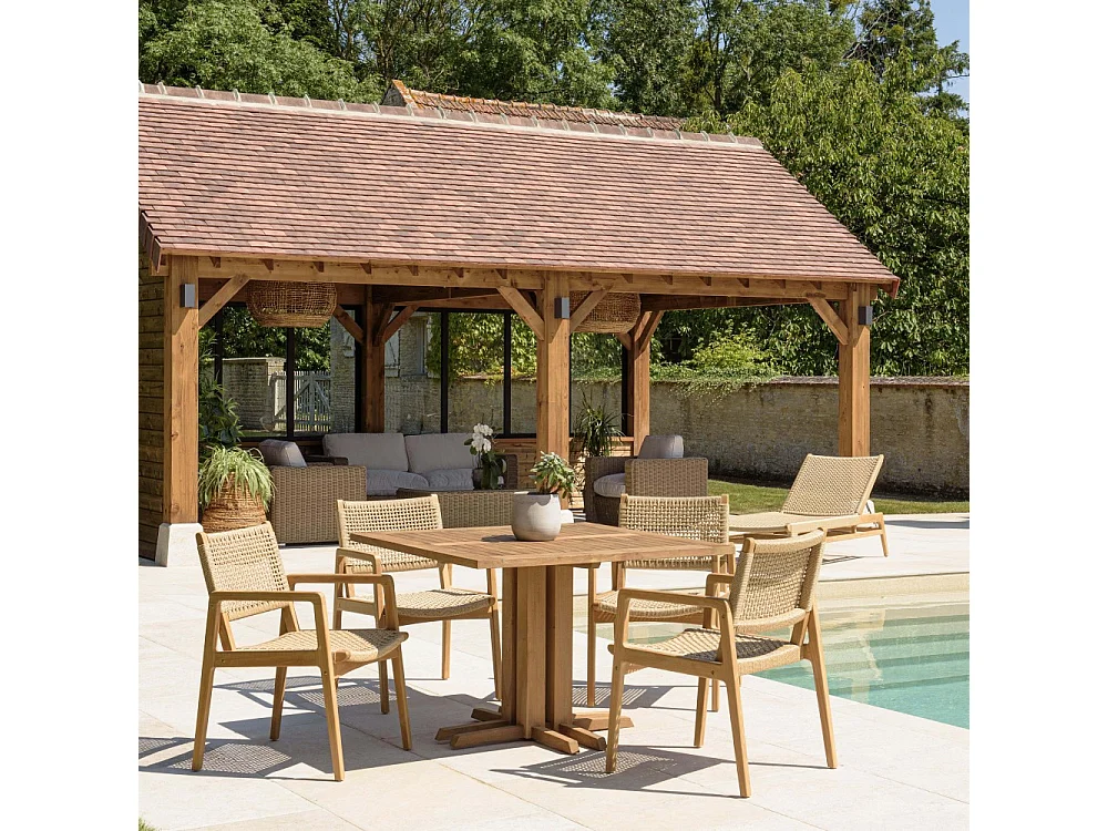 VALERIA - Ensemble de jardin en bois de teck recyclé rotin 4 pers.