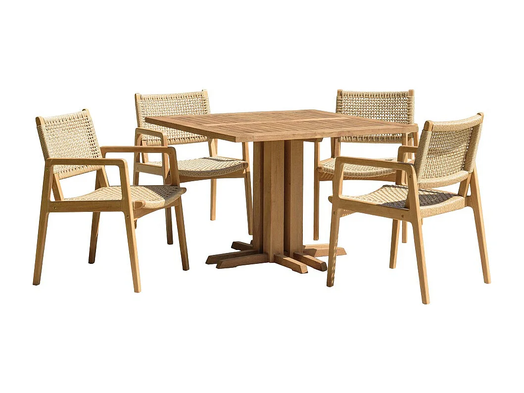 VALERIA - Ensemble de jardin en bois de teck recyclé rotin 4 pers.