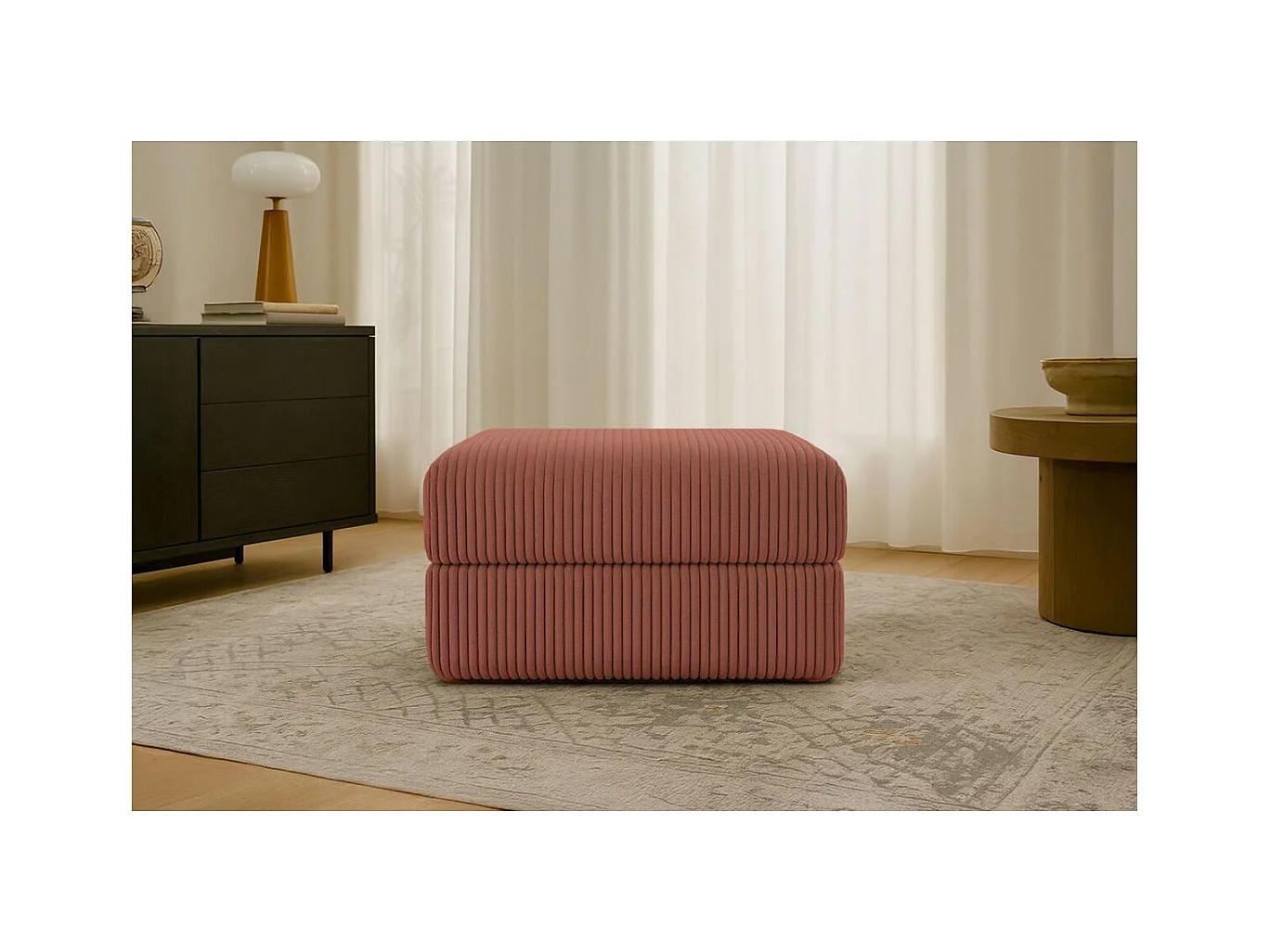 Pouf modulable et convertible - Velours côtelé XL - Terracotta