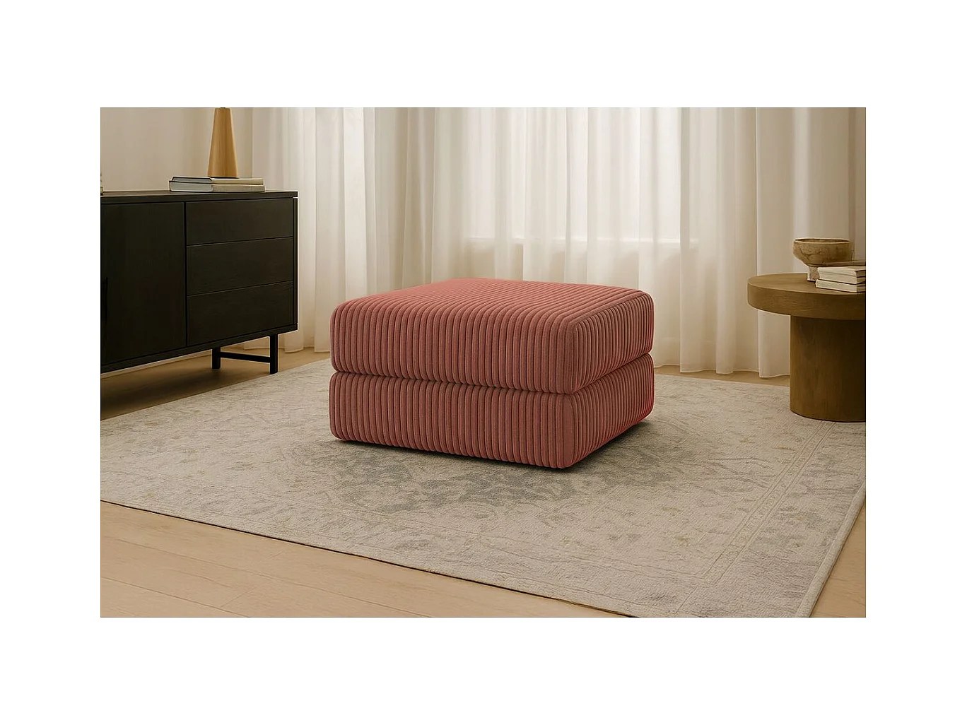 Pouf modulable et convertible - Velours côtelé XL - Terracotta