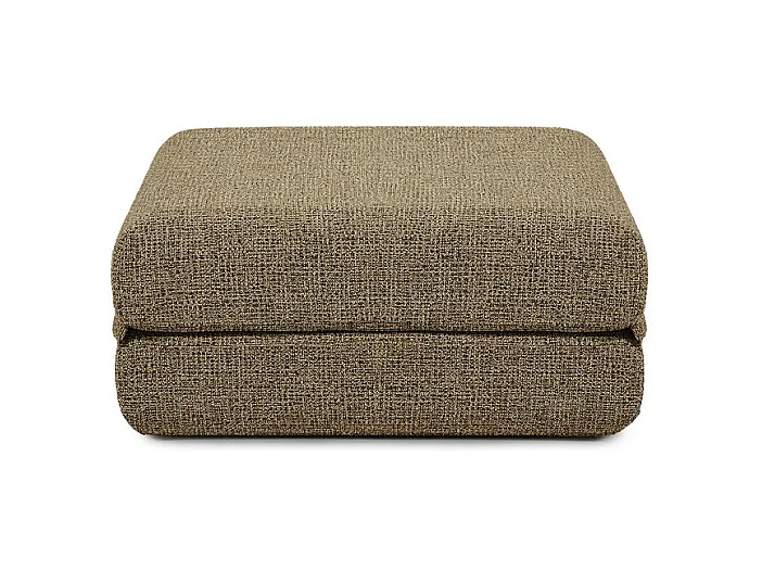 Pouf modulable et convertible - Tissu tweed - Jaune