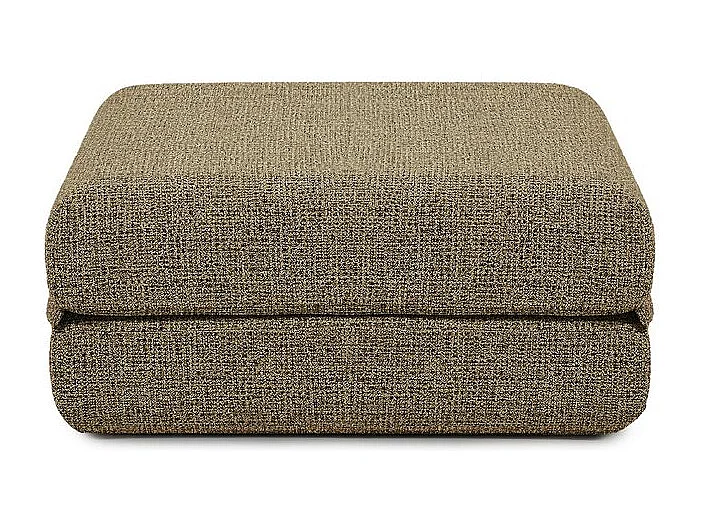 Pouf modulable et convertible - Tissu tweed - Jaune