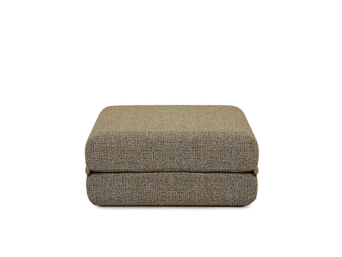 Pouf modulable et convertible - Tissu tweed - Jaune