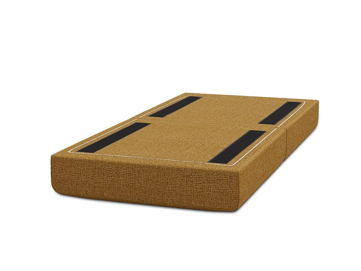 Pouf modulable et convertible - Tissu tweed - Jaune