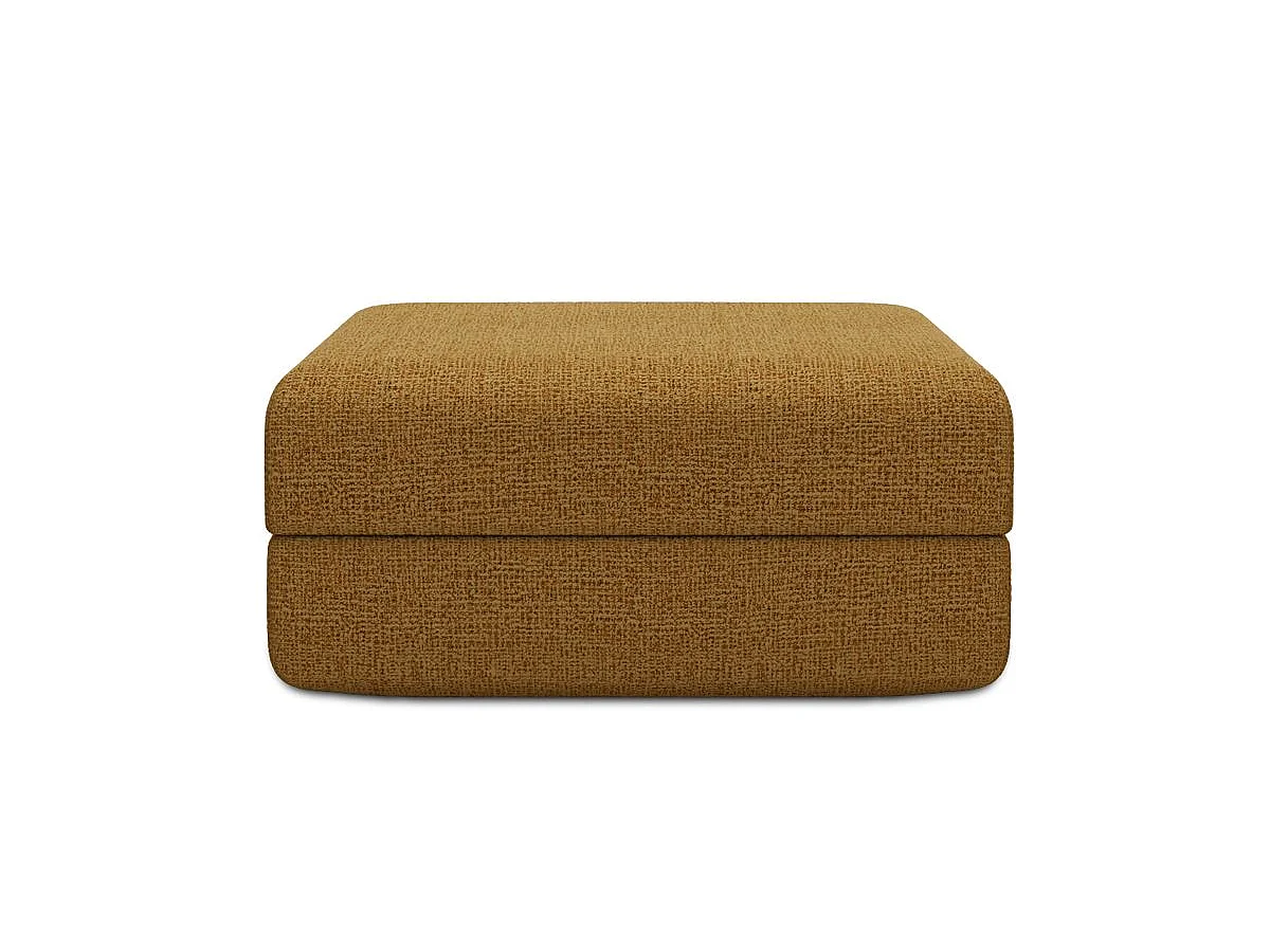 Pouf modulable et convertible - Tissu tweed - Jaune
