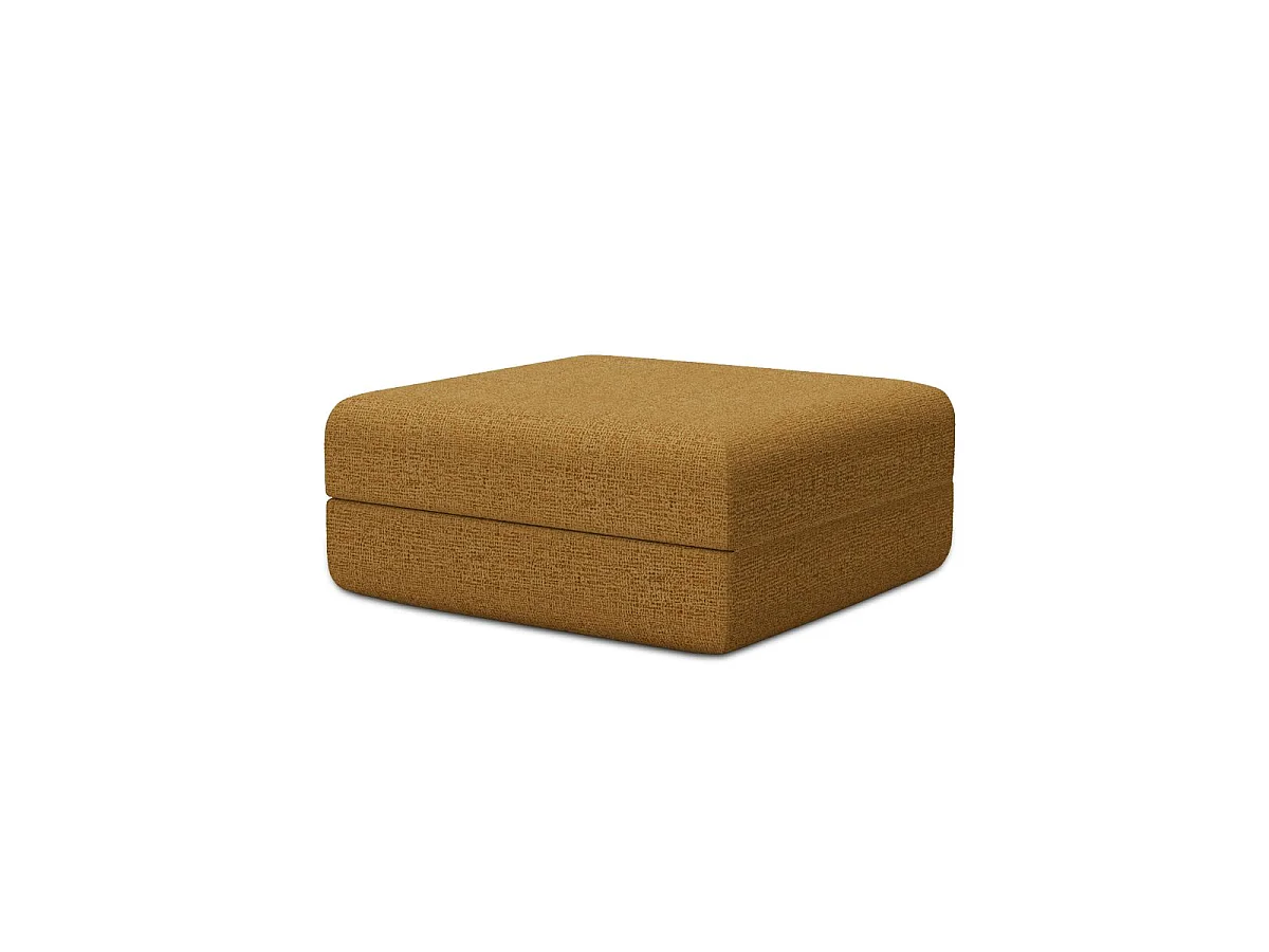 Pouf modulable et convertible - Tissu tweed - Jaune