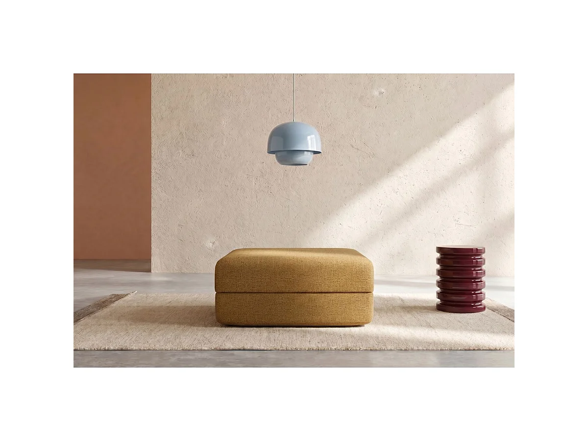 Pouf convertible et modulable - Tissu tweed Jaune