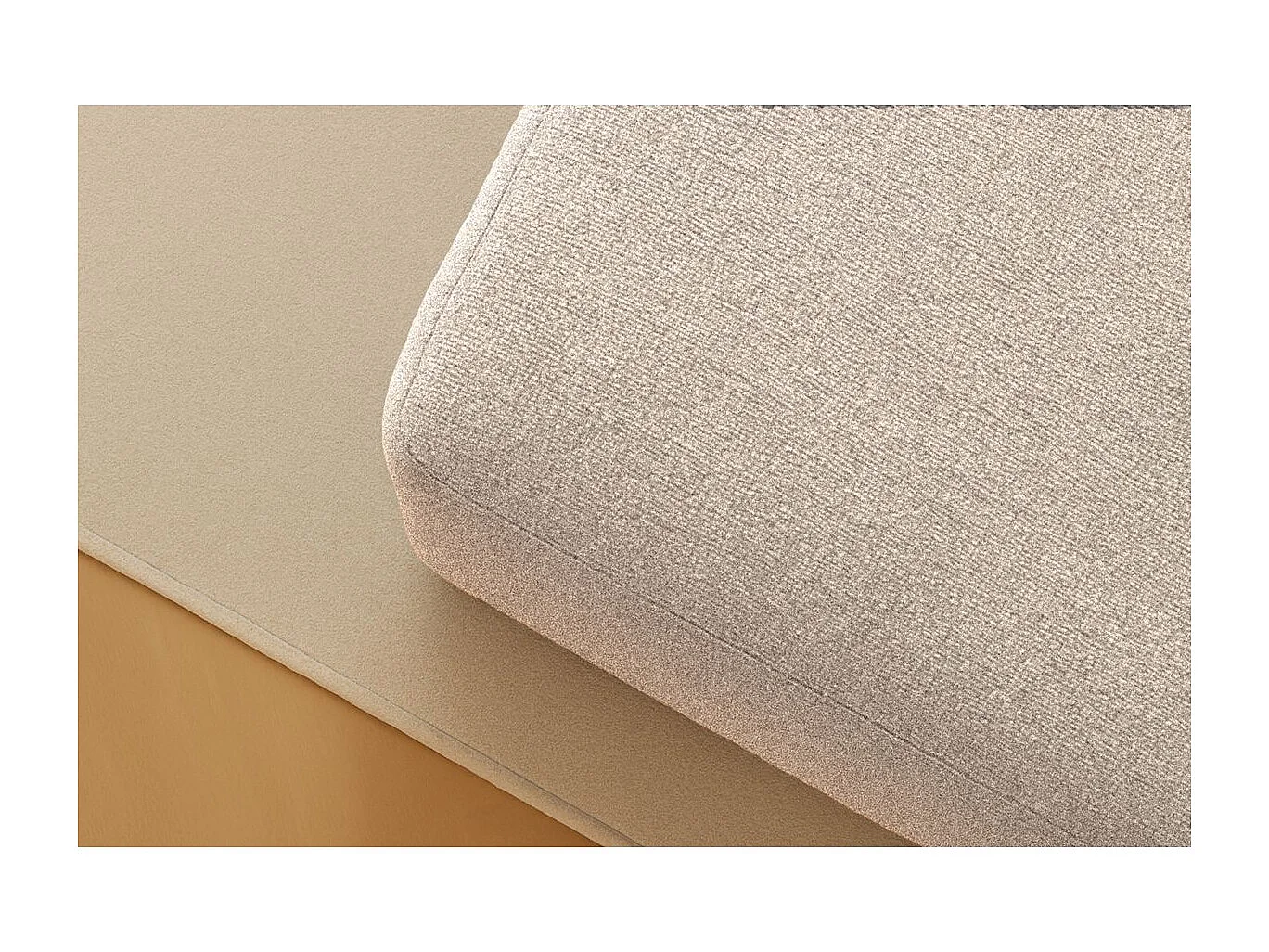 Pouf modulable et convertible - Tissu lisse - Beige