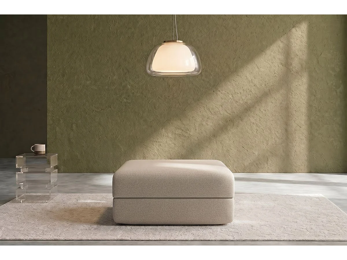 Pouf modulable et convertible - Tissu lisse - Beige