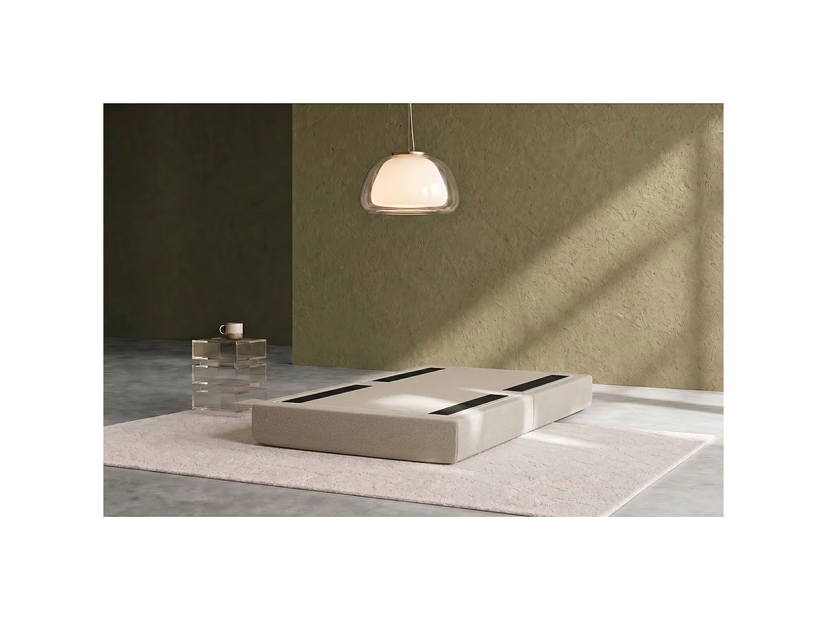 Pouf modulable et convertible - Tissu lisse - Beige