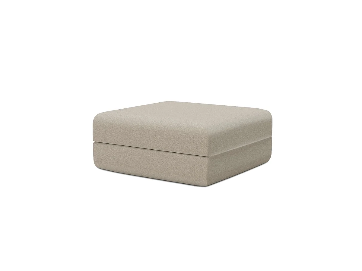 Pouf modulable et convertible - Tissu lisse - Beige