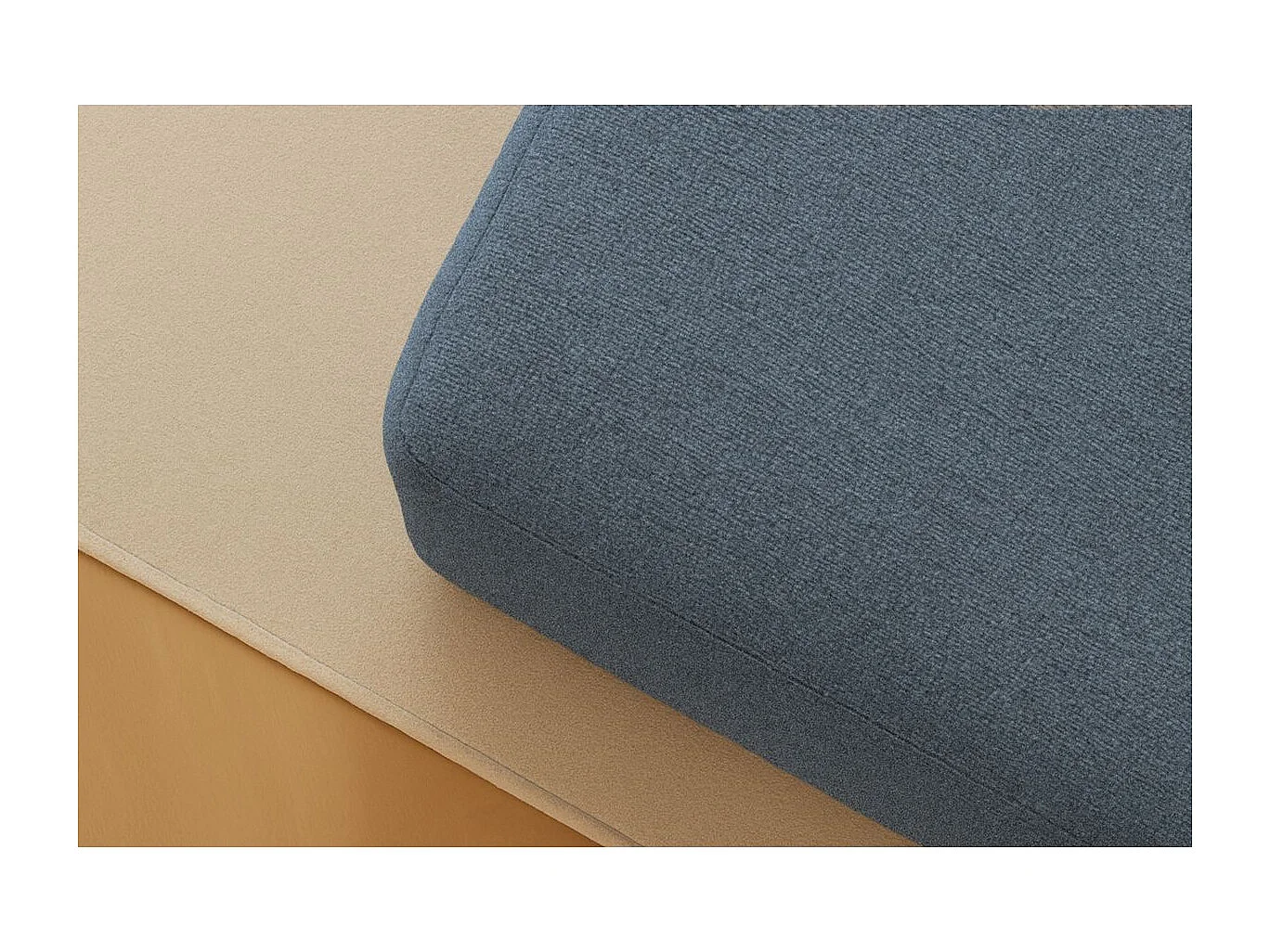 Pouf modulable et convertible - Tissu lisse - Bleu