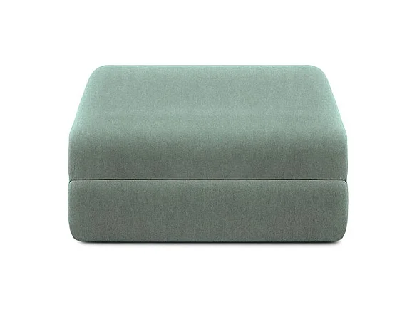 Pouf modulable et convertible - Tissu lisse - Bleu vert