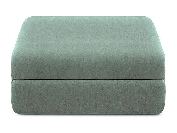 Pouf modulable et convertible - Tissu lisse - Bleu vert