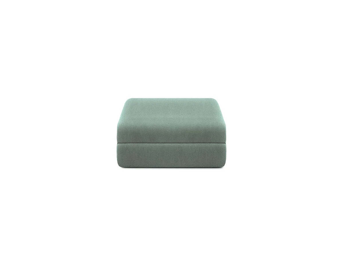 Pouf modulable et convertible - Tissu lisse - Bleu vert