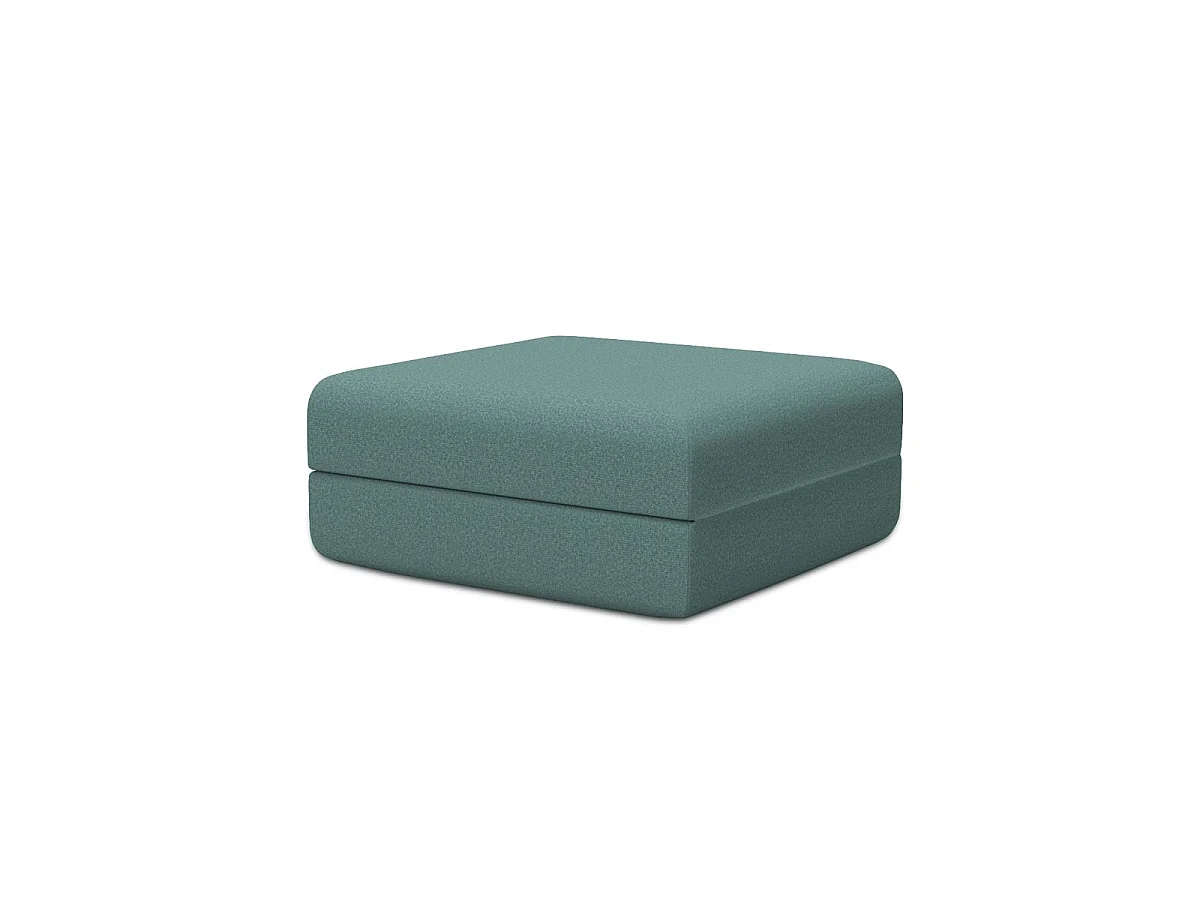 Pouf modulable et convertible - Tissu lisse - Bleu vert
