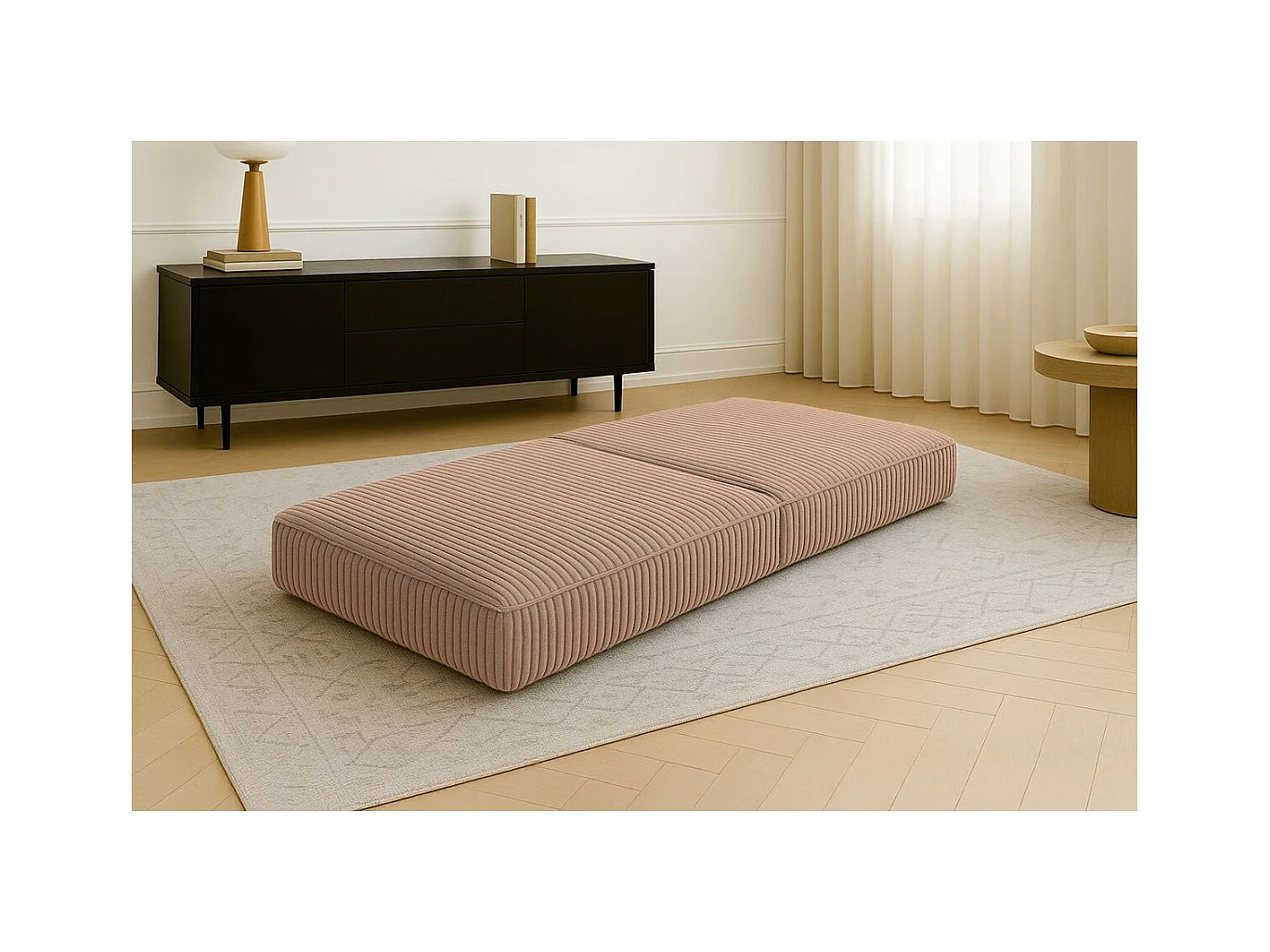 Pouf modulable et convertible - Velours côtelé XL - Marron