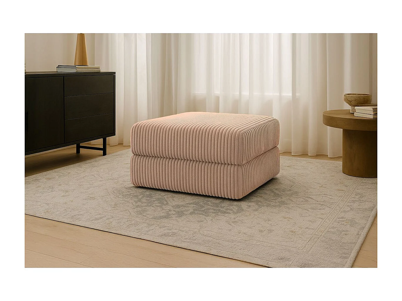 Pouf modulable et convertible - Velours côtelé XL - Marron