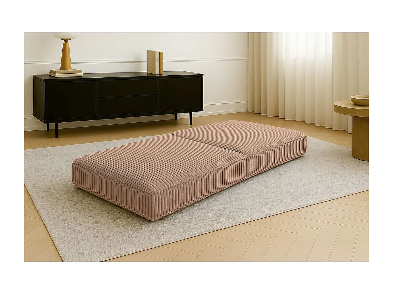 Pouf modulable et convertible - Velours côtelé XL - Marron