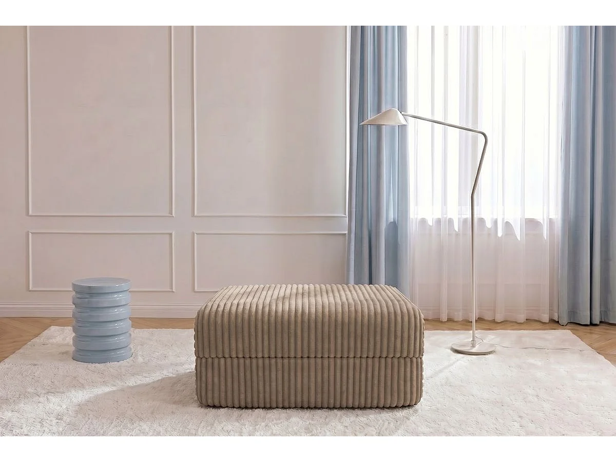 Pouf modulable et convertible - Velours côtelé XL - Marron