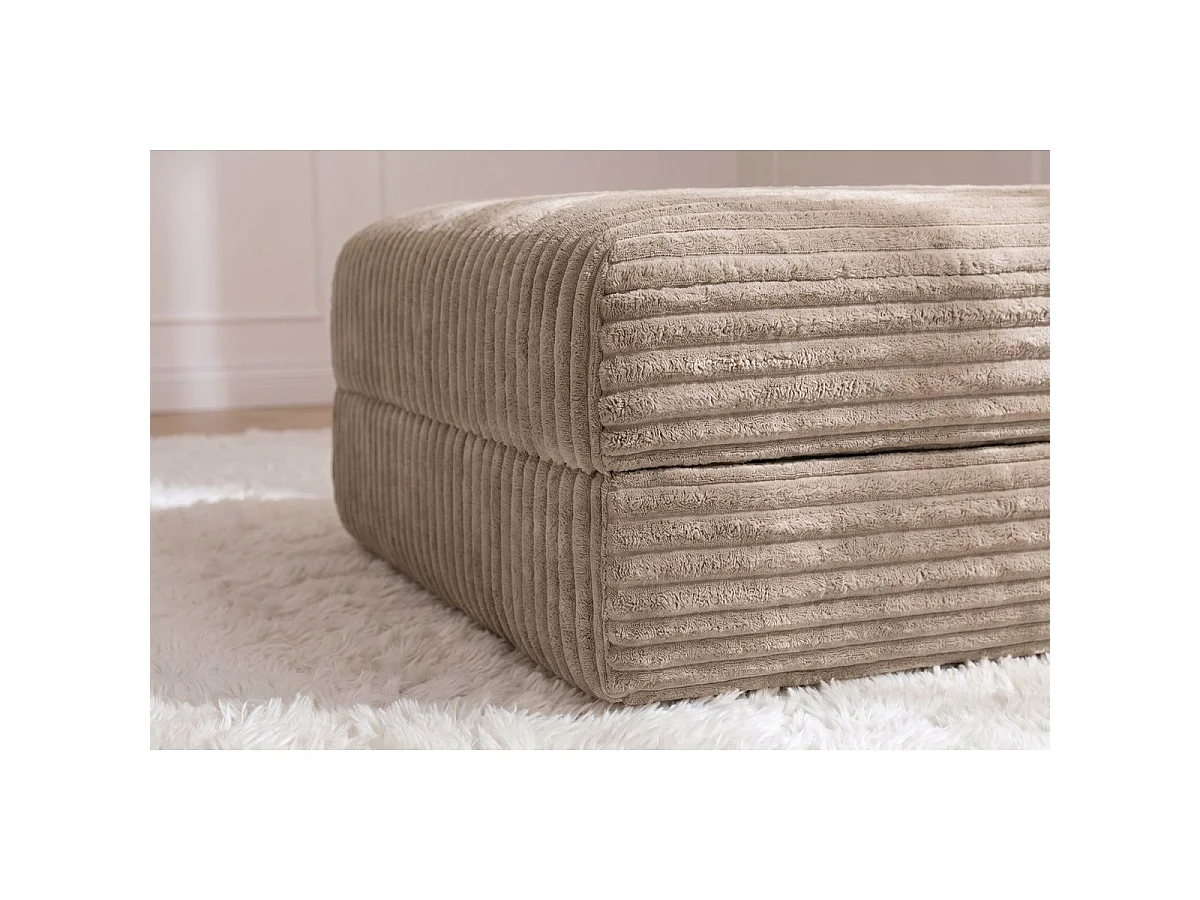 Pouf modulable et convertible - Velours côtelé XL - Marron