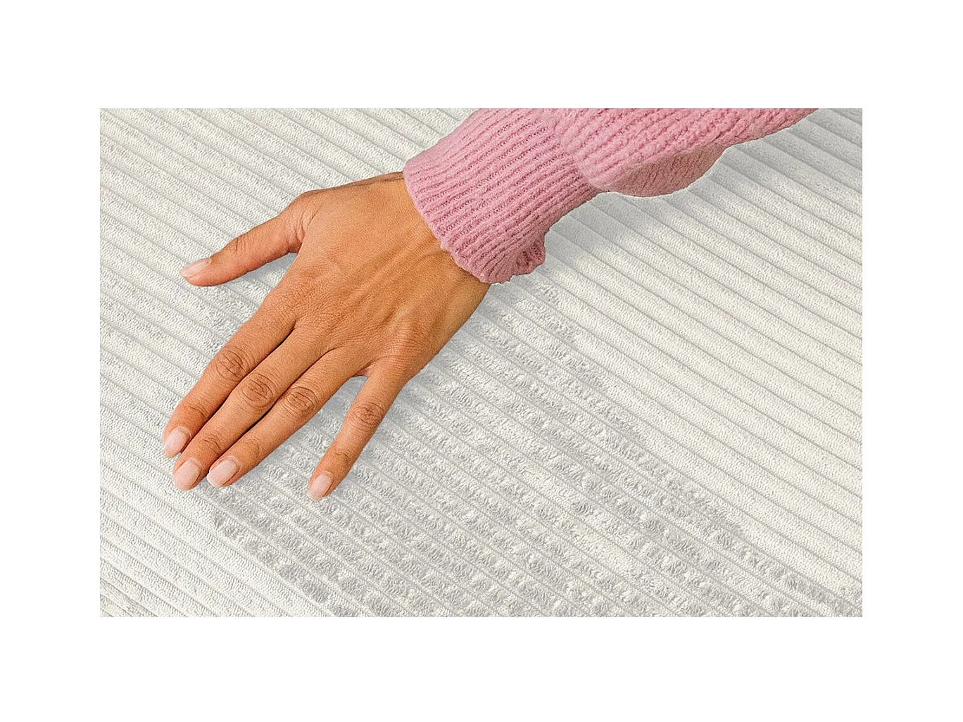 Pouf modulable et convertible - Velours côtelé - Blanc