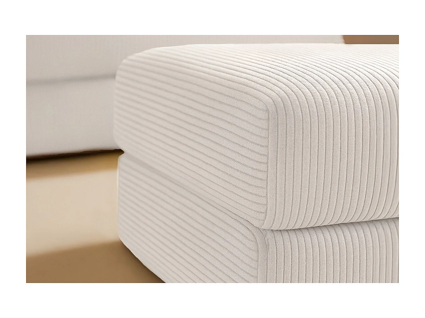 Pouf modulable et convertible - Velours côtelé - Blanc