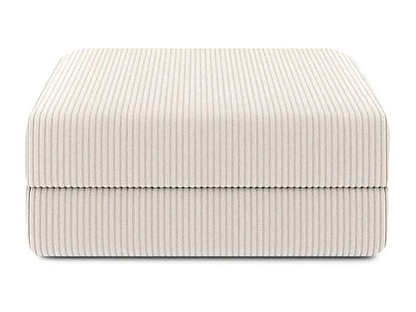 Pouf modulable et convertible - Velours côtelé - Blanc