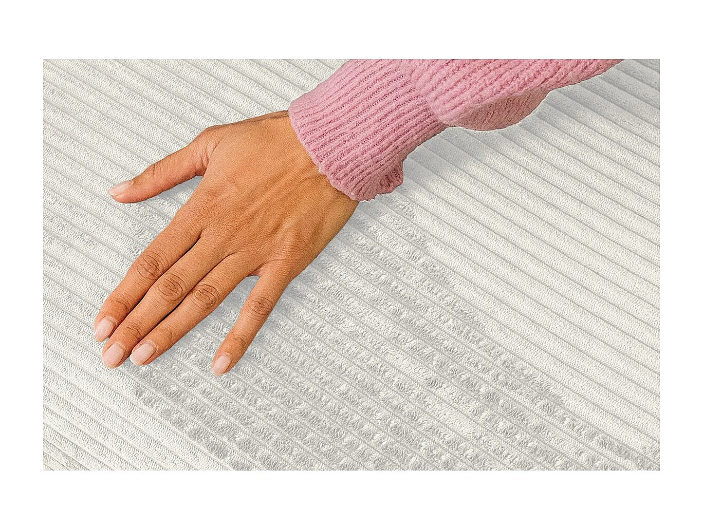 Pouf modulable et convertible - Velours côtelé - Blanc