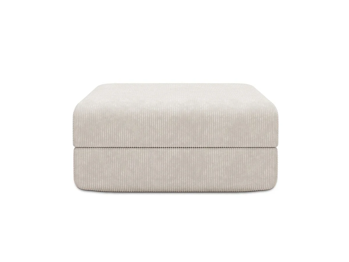 Pouf modulable et convertible - Velours côtelé - Blanc