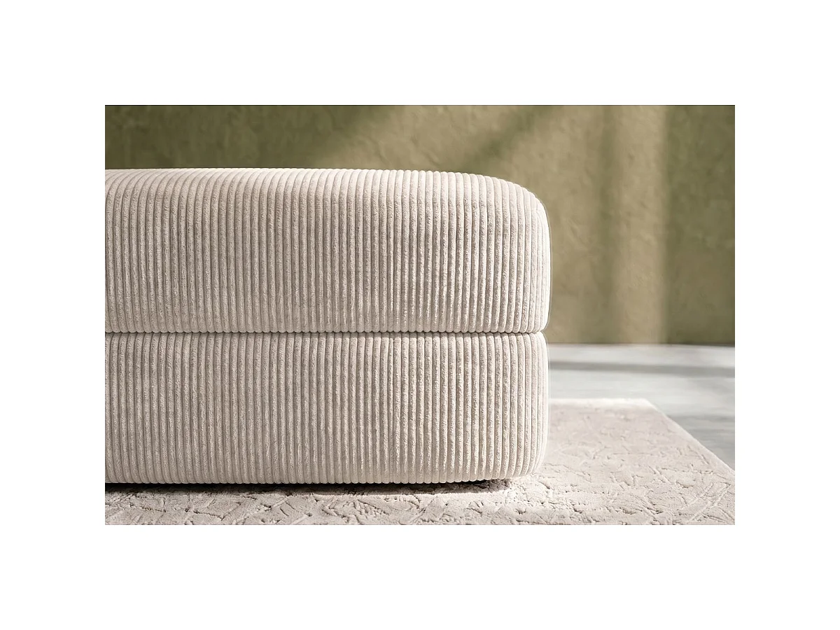 Pouf modulable et convertible - Velours côtelé - Blanc